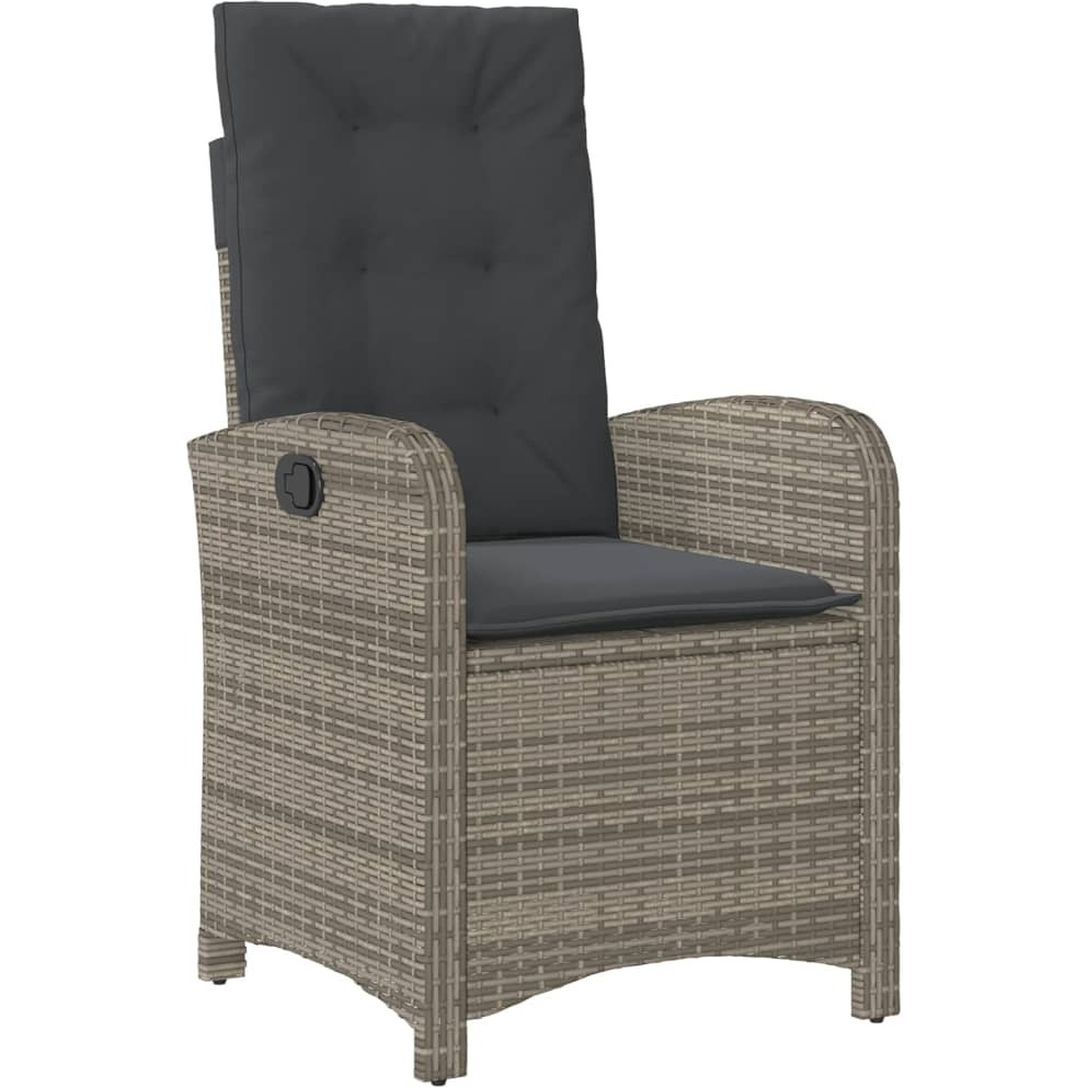Vidaxl Reclining Patio Chair With Cushions Gray Poly Rattan