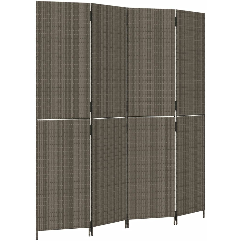 Vidaxl Room Divider 4 Panels Gray Poly Rattan