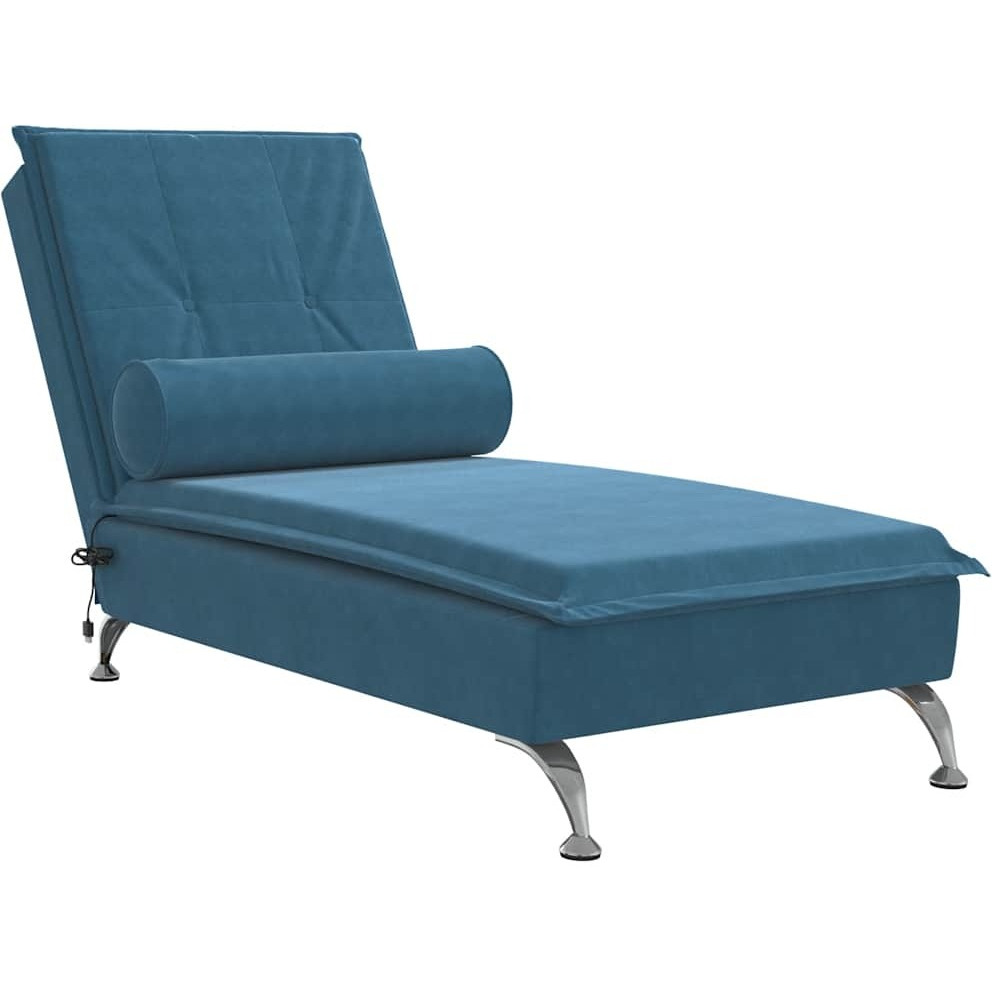 Vidaxl Massage Chaise Lounge With Bolster Blue Velvet