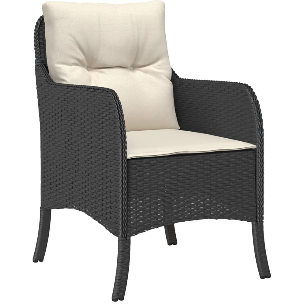 Vidaxl 9 Piece Patio Dining Set With Cushions Black Poly Rattan