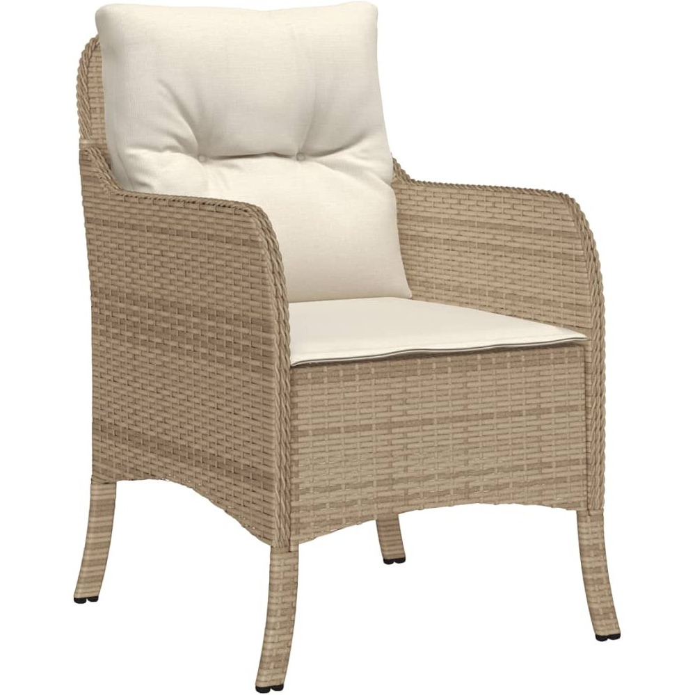 Vidaxl 7 Piece Patio Dining Set With Cushions Beige Poly Rattan