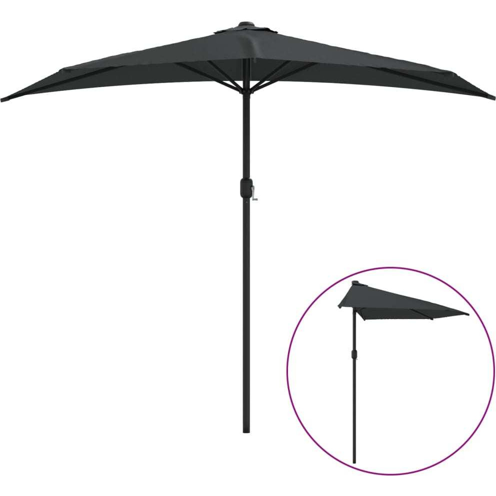 Vidaxl Balcony Parasol With Aluminum Pole Anthracite 106.3X56.7 Half
