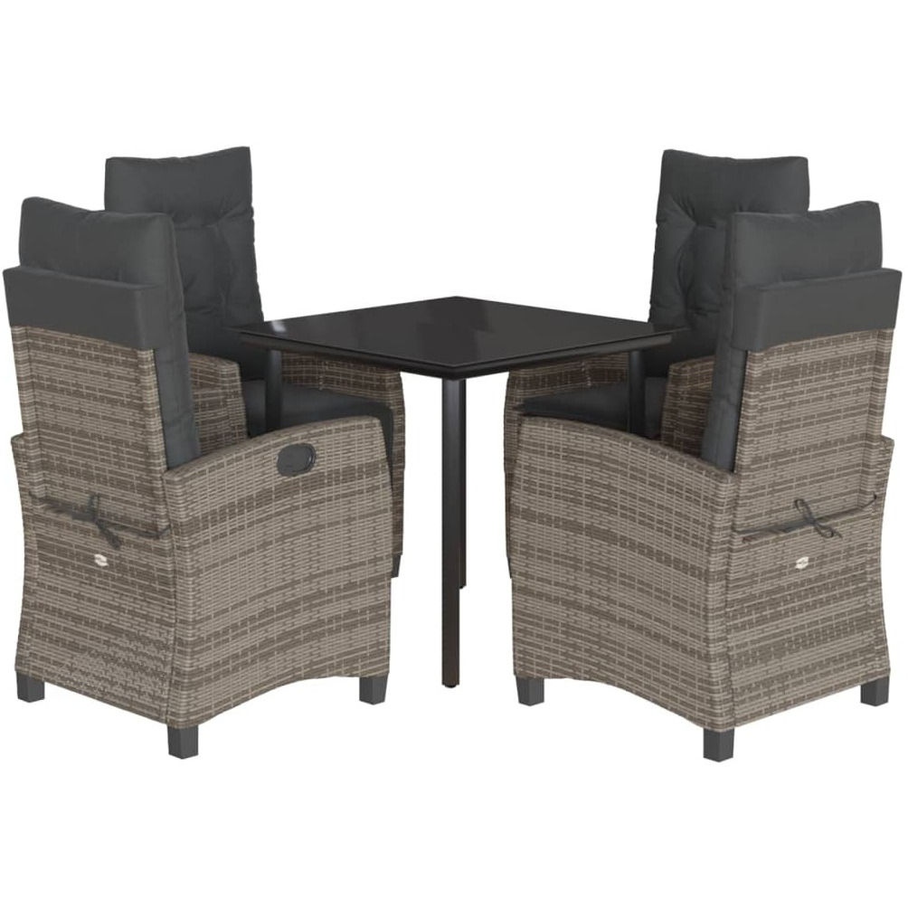 Vidaxl 5 Piece Patio Dining Set With Cushions Gray Poly Rattan