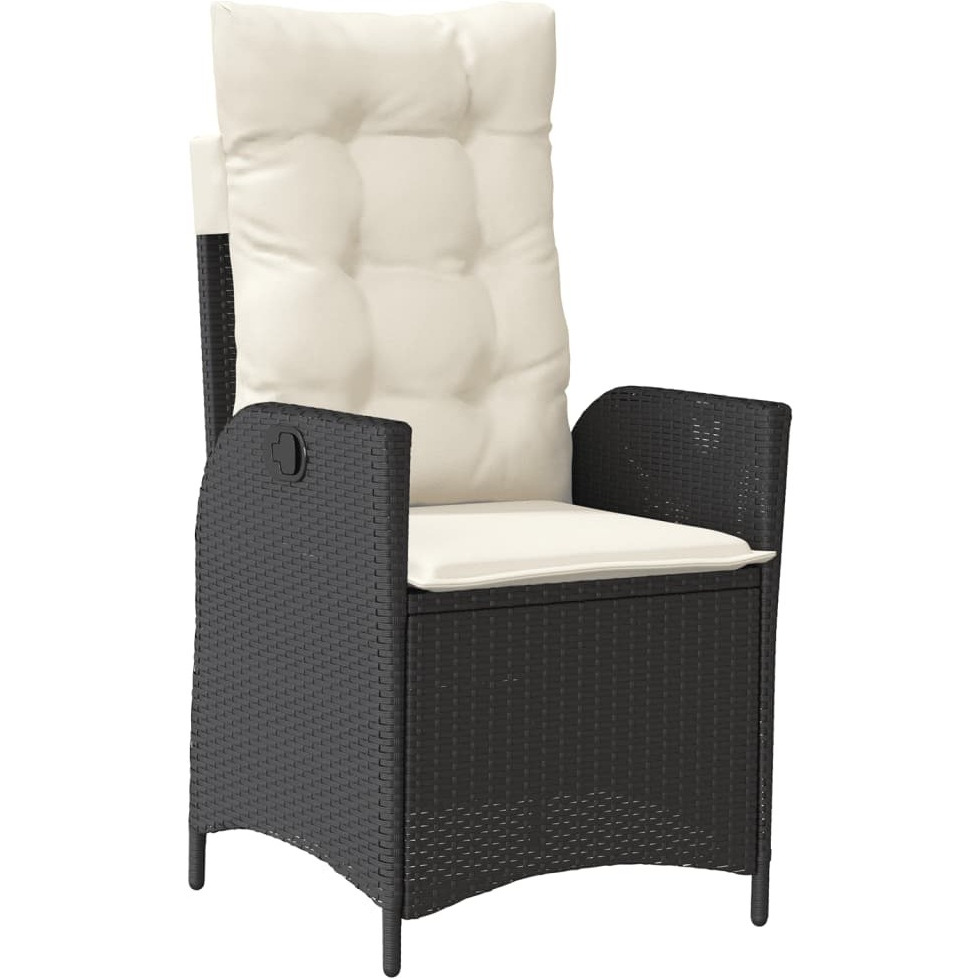 Vidaxl 7 Piece Patio Dining Set With Cushions Black Poly Rattan