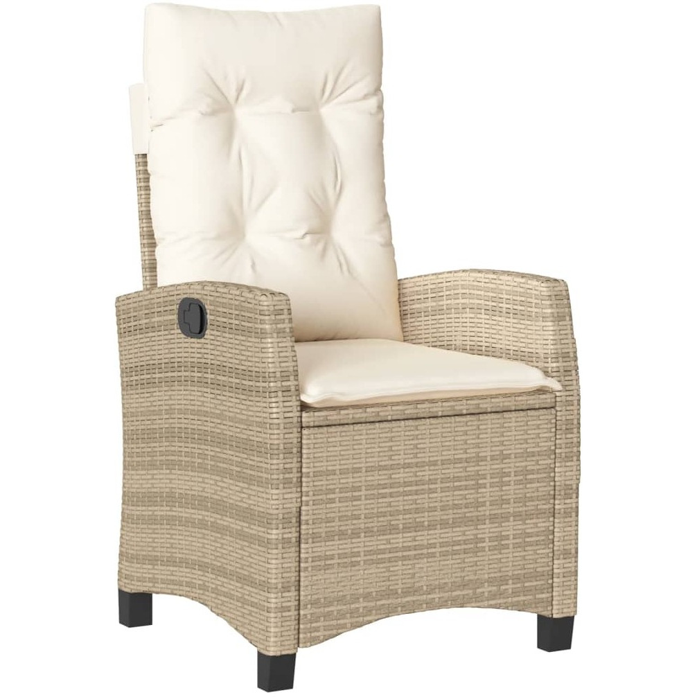Vidaxl 3 Piece Patio Dining Set With Cushions Beige Poly Rattan