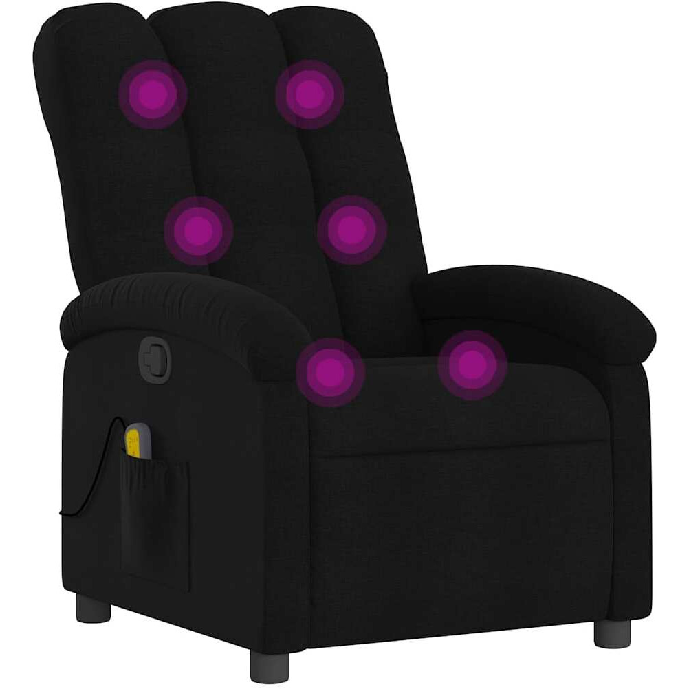 Vidaxl Massage Recliner Chair Black Fabric