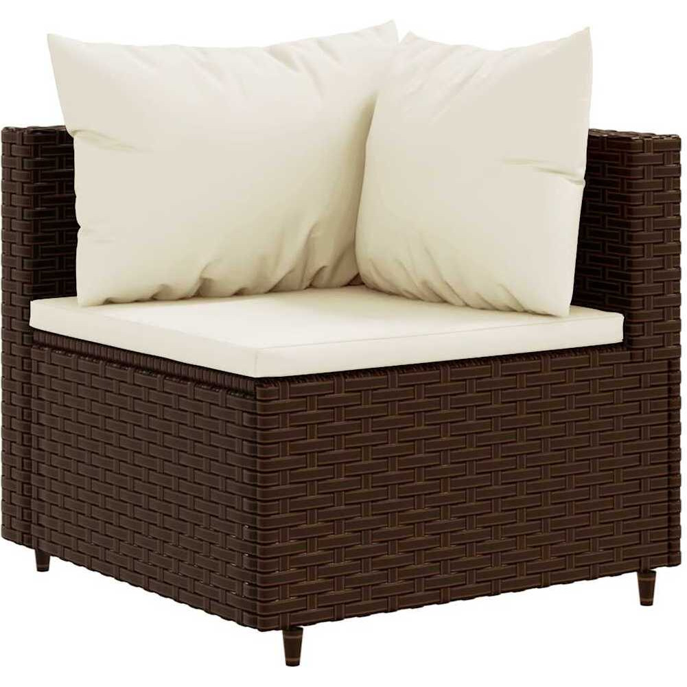 Vidaxl 7 Piece Patio Lounge Set With Cushions Brown Poly Rattan