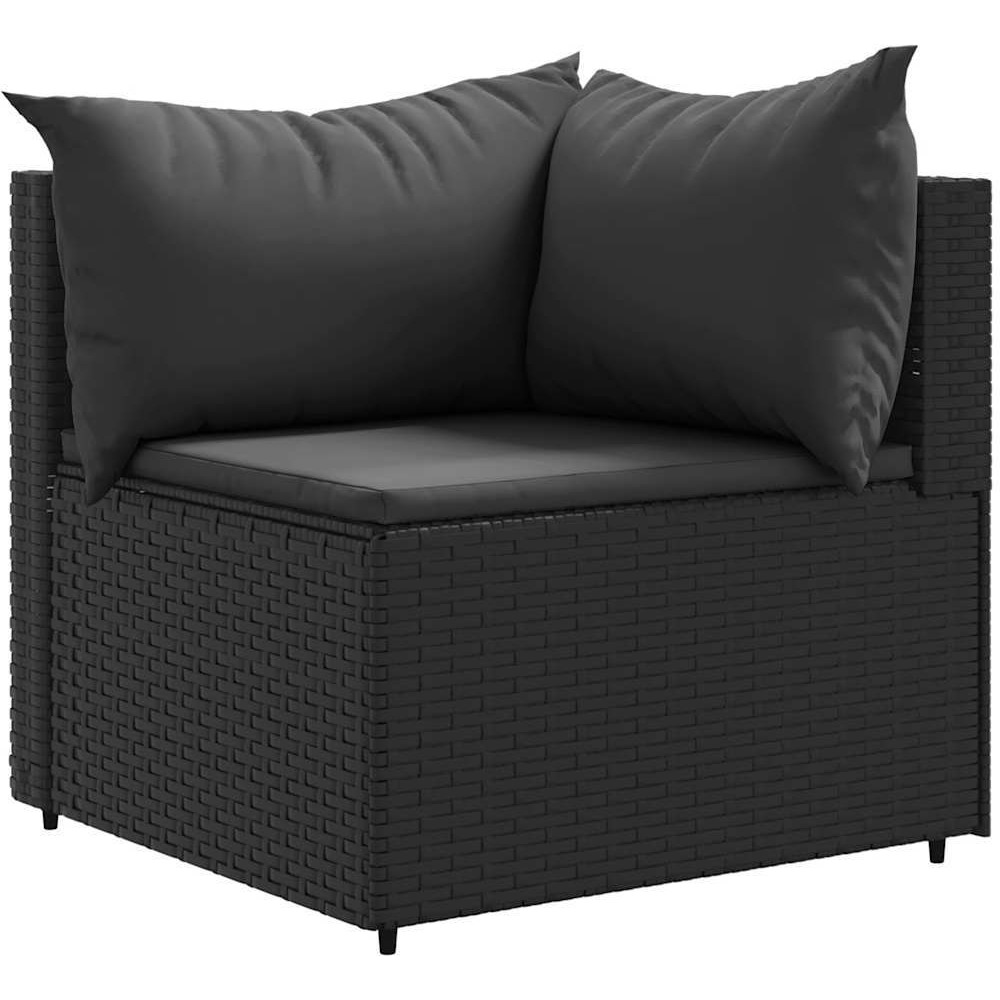 Vidaxl 7 Piece Patio Lounge Set With Cushions Black Poly Rattan