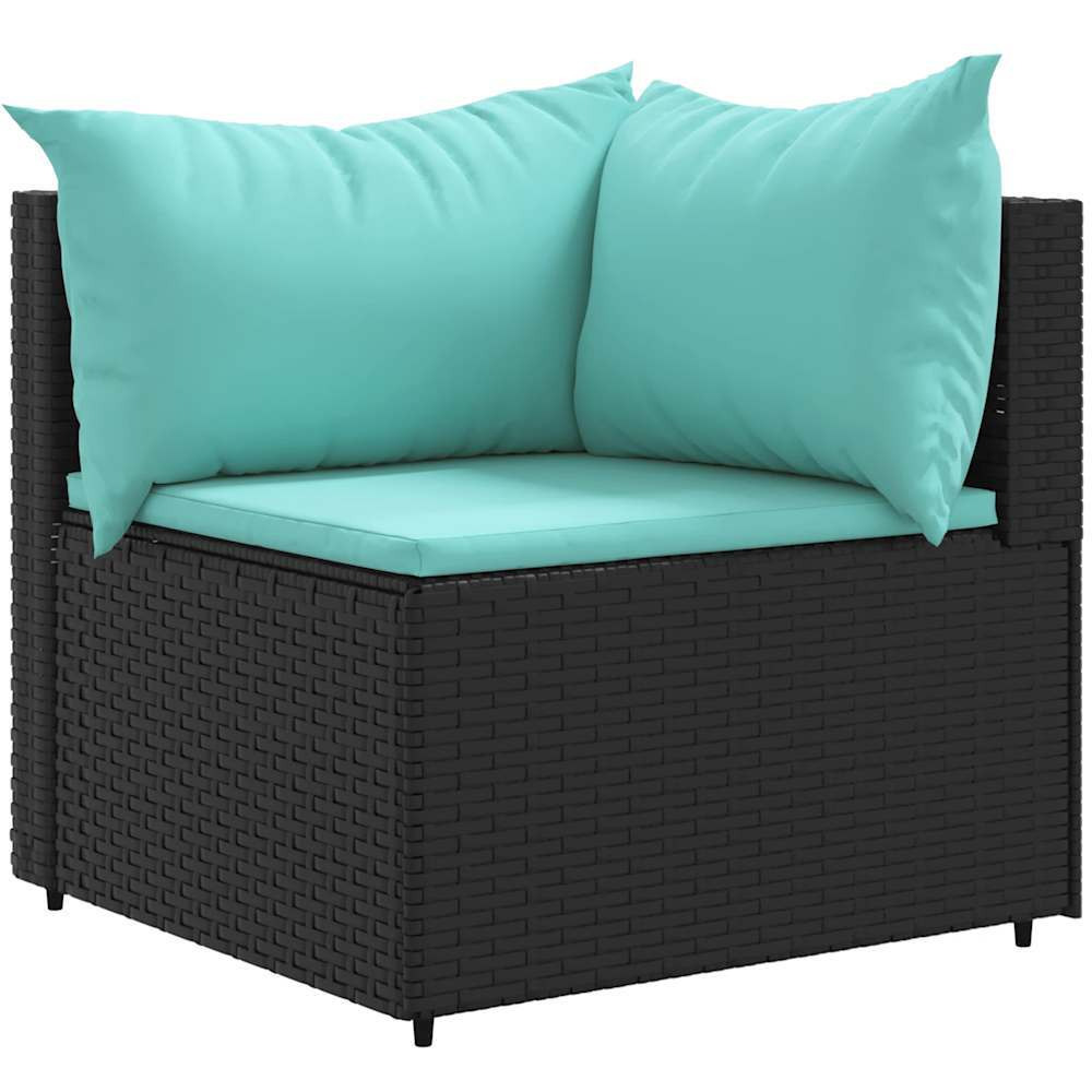 Vidaxl 7 Piece Patio Lounge Set With Cushions Black Poly Rattan
