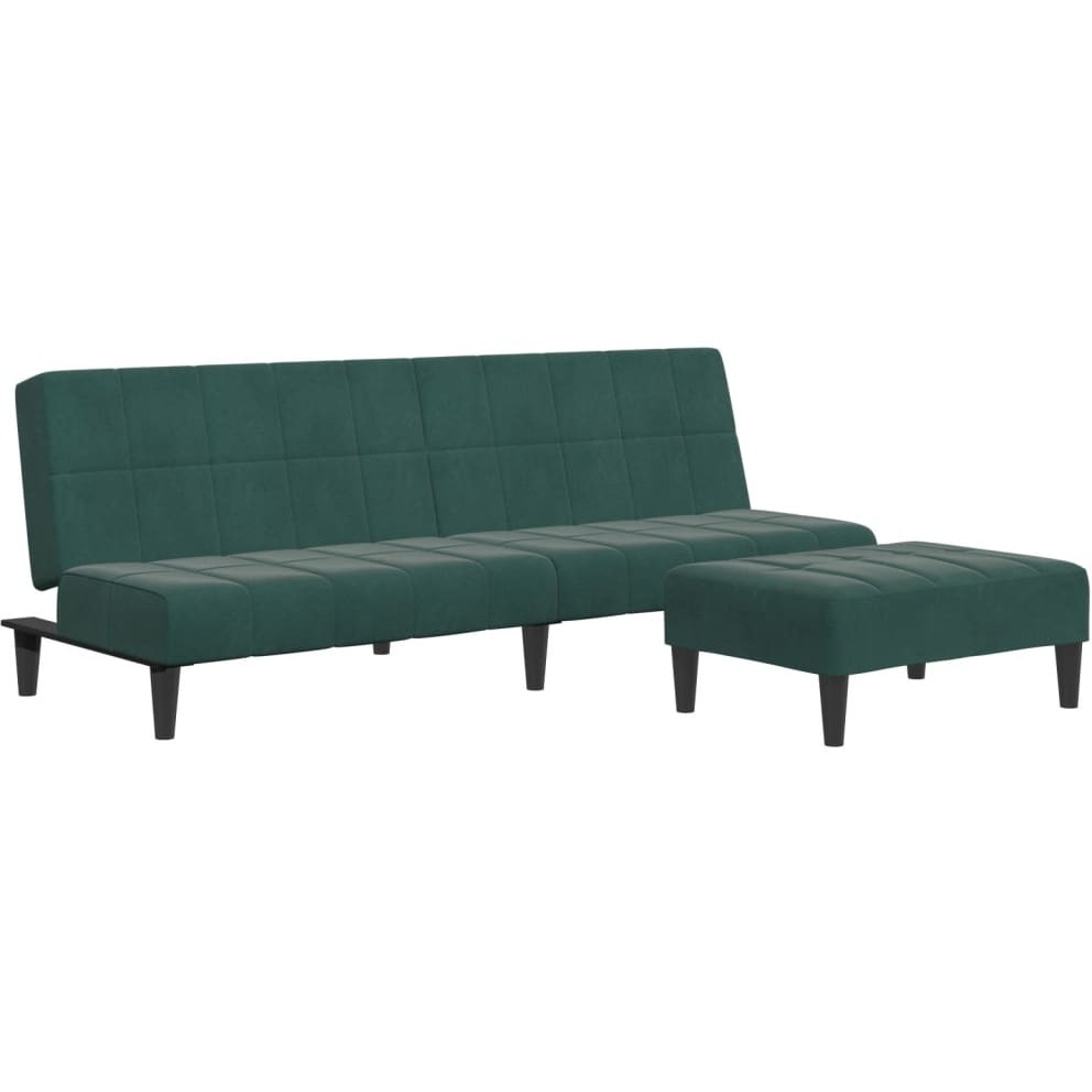 Vidaxl 2-Seater Sofa Bed With Footstool Dark Green Velvet