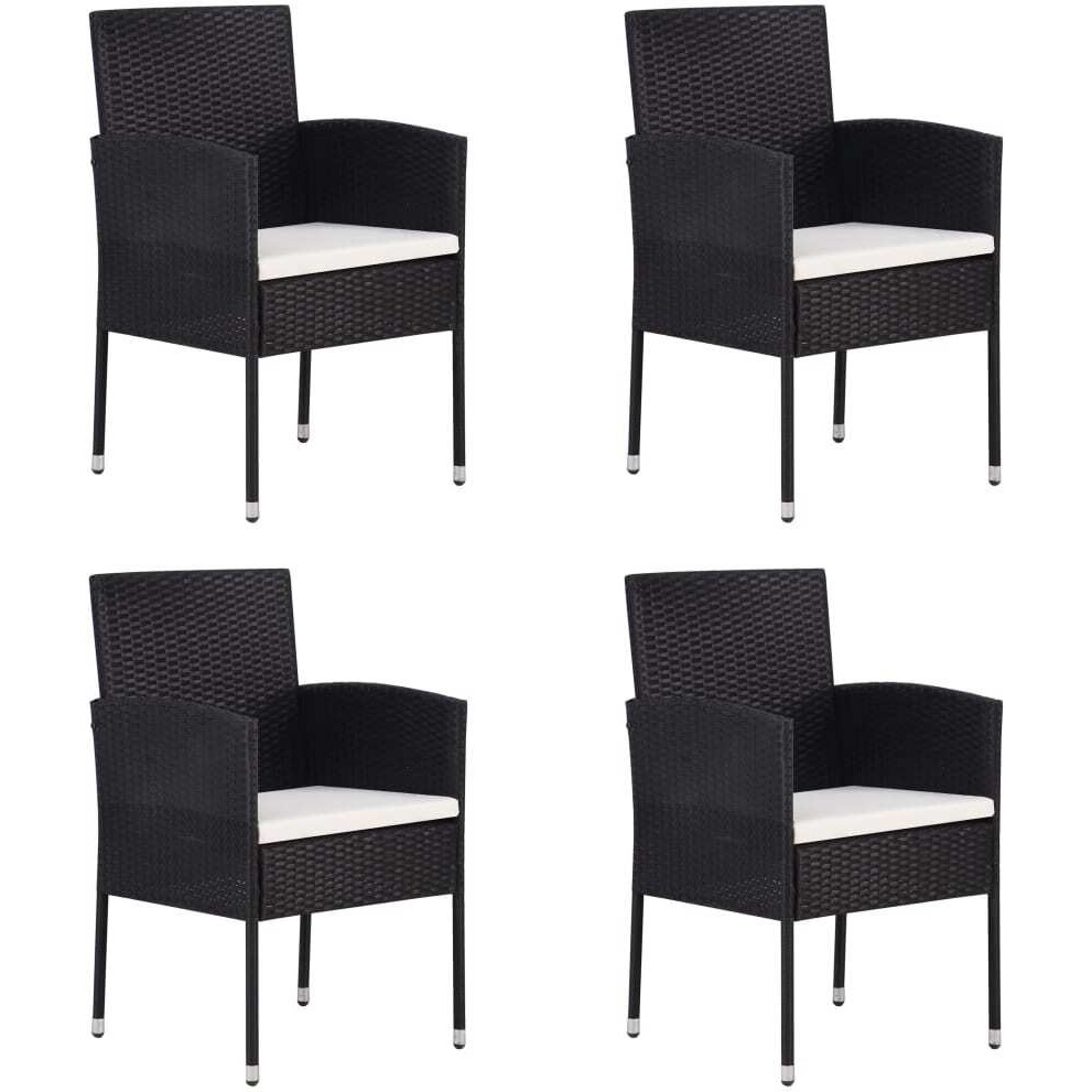 Vidaxl Patio Chairs With Cream White Cushions 4 Pcs Black Poly Rattan