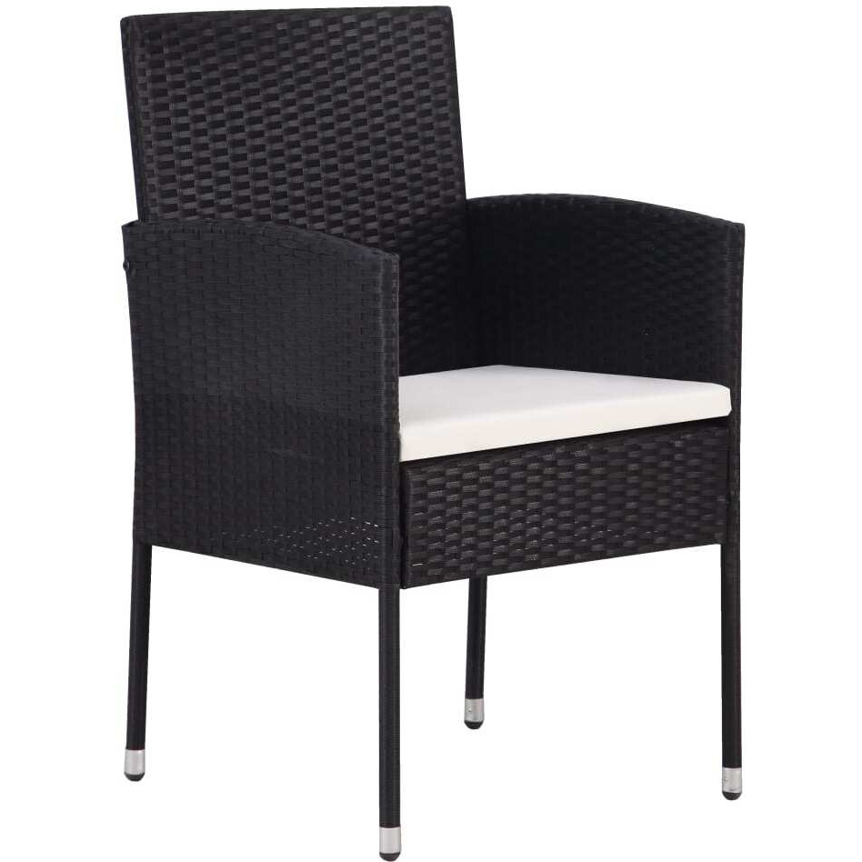 Vidaxl Patio Chairs With Cream White Cushions 4 Pcs Black Poly Rattan