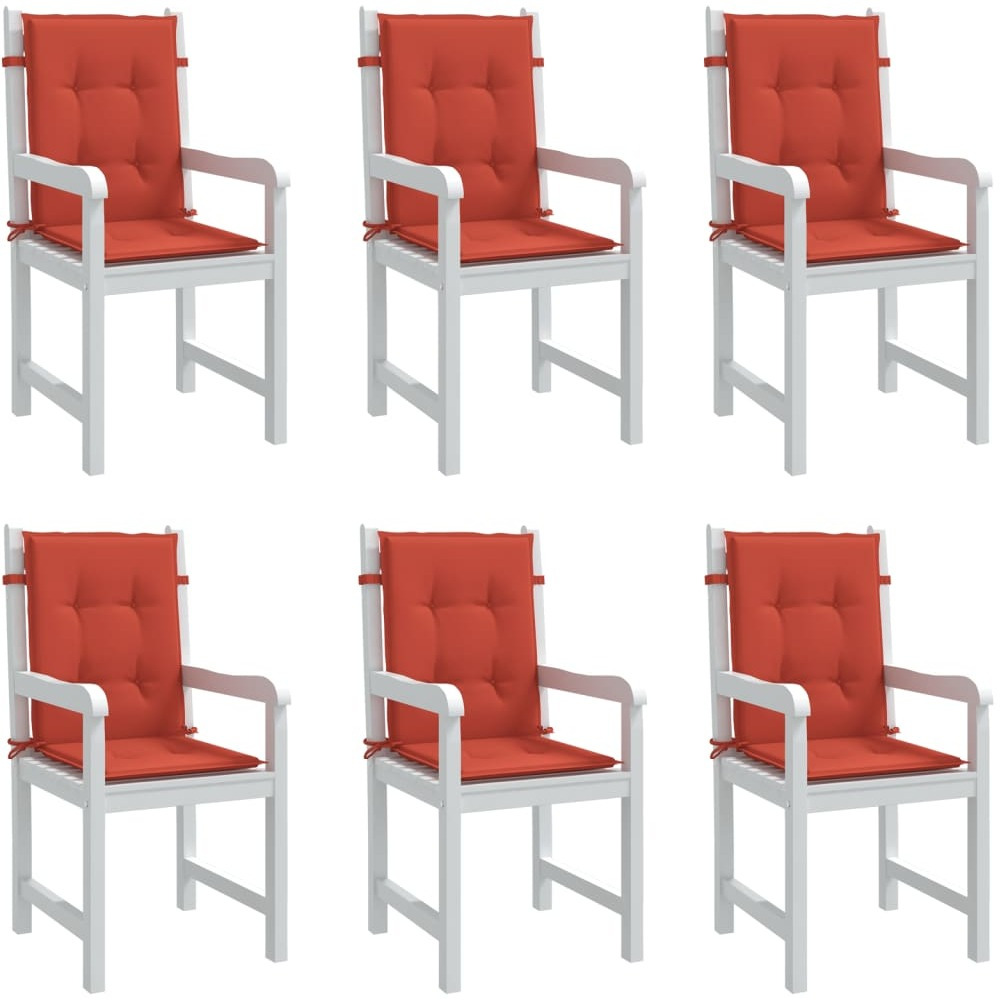 Vidaxl Lowback Chair Cushions 6 Pcs Melange Red 39.4X19.7X1.6 Fabric