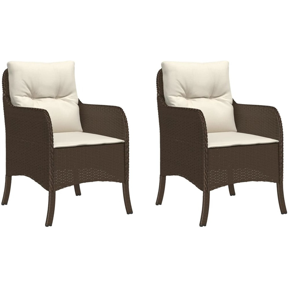 Vidaxl Patio Chairs With Cushions 2 Pcs Brown Poly Rattan