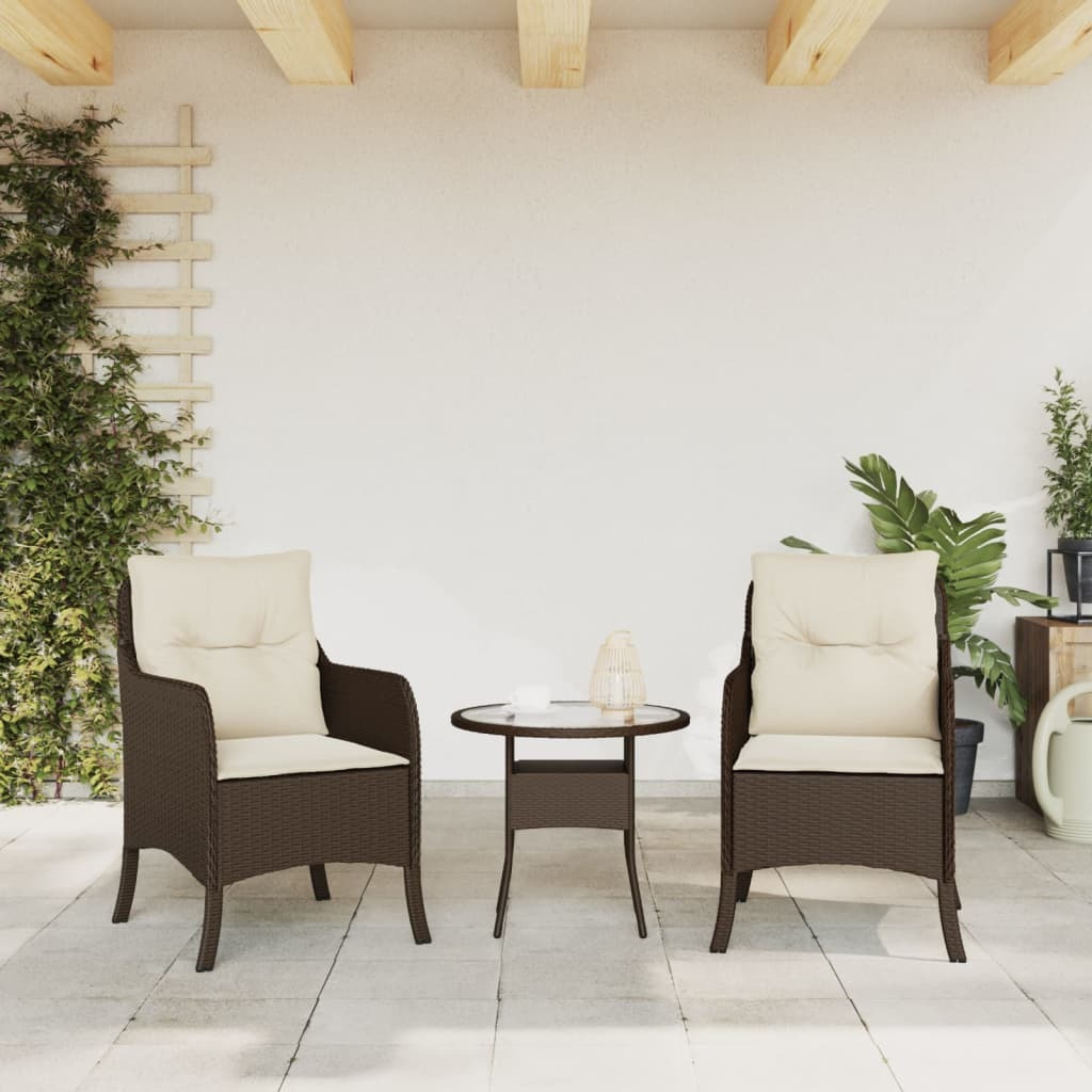 Vidaxl Patio Chairs With Cushions 2 Pcs Brown Poly Rattan