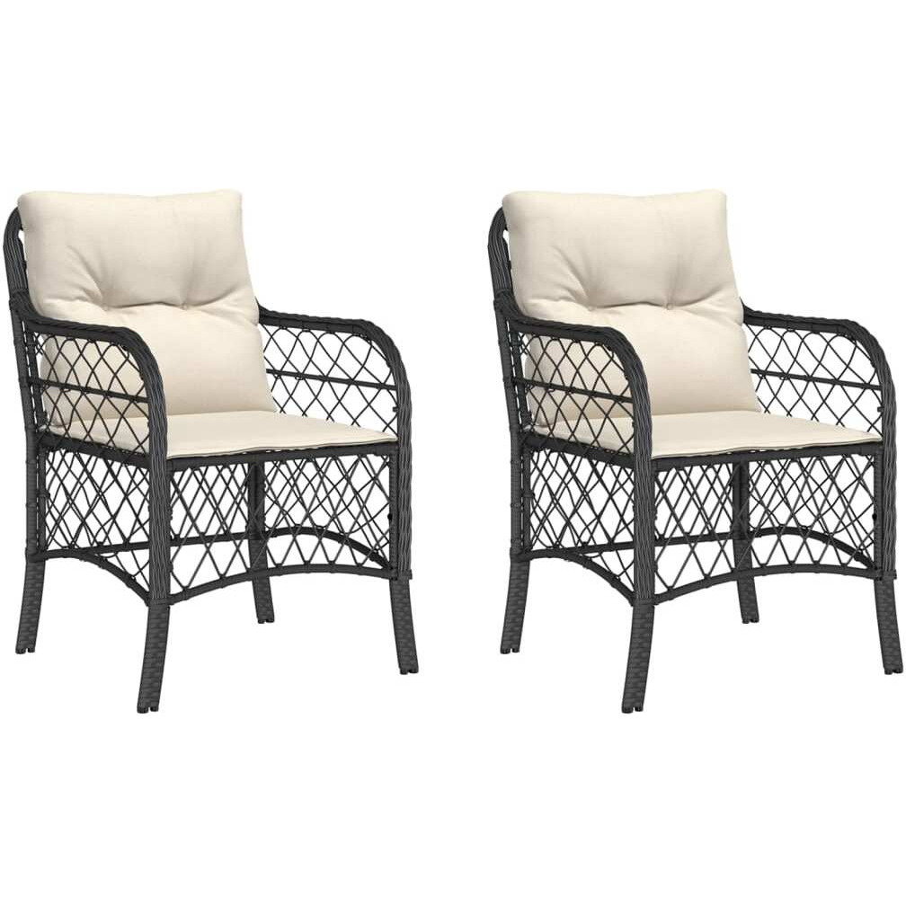 Vidaxl Patio Chairs With Cushions 2 Pcs Black Poly Rattan