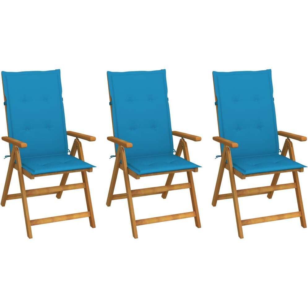Vidaxl Folding Patio Chairs 3 Pcs With Cushions Solid Acacia Wood
