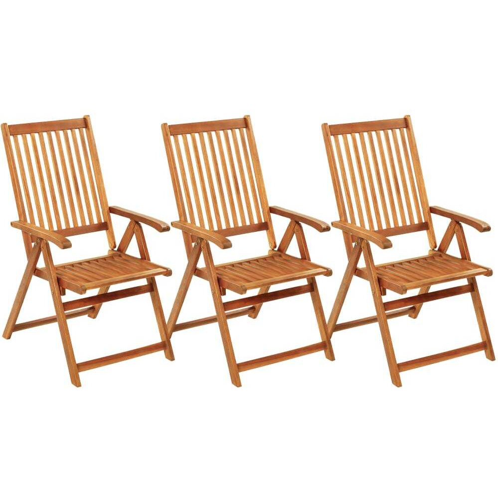 Vidaxl Folding Patio Chairs 3 Pcs With Cushions Solid Acacia Wood