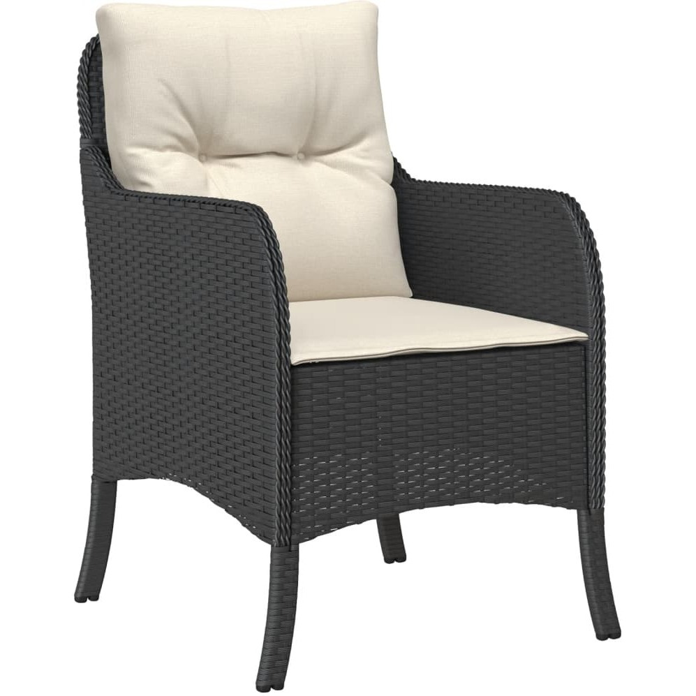 Vidaxl 5 Piece Patio Dining Set With Cushions Black Poly Rattan