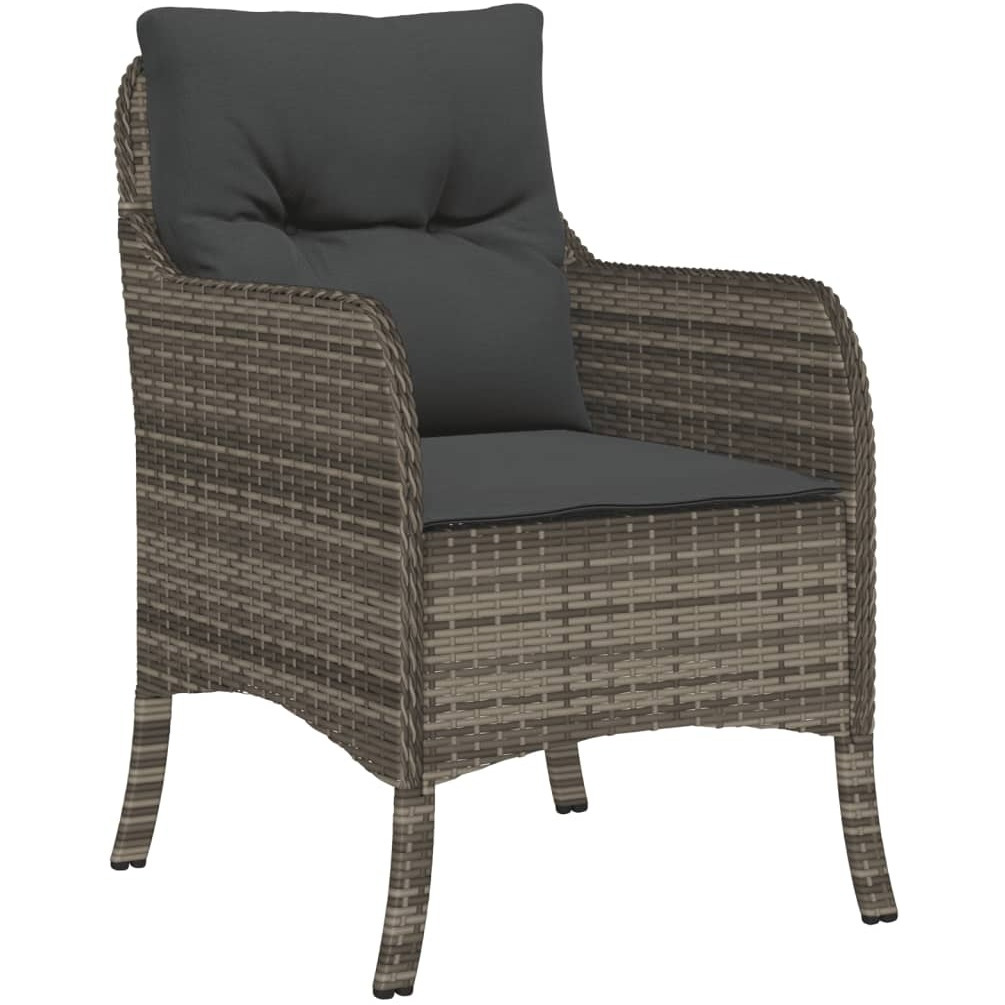Vidaxl 7 Piece Patio Dining Set With Cushions Gray Poly Rattan