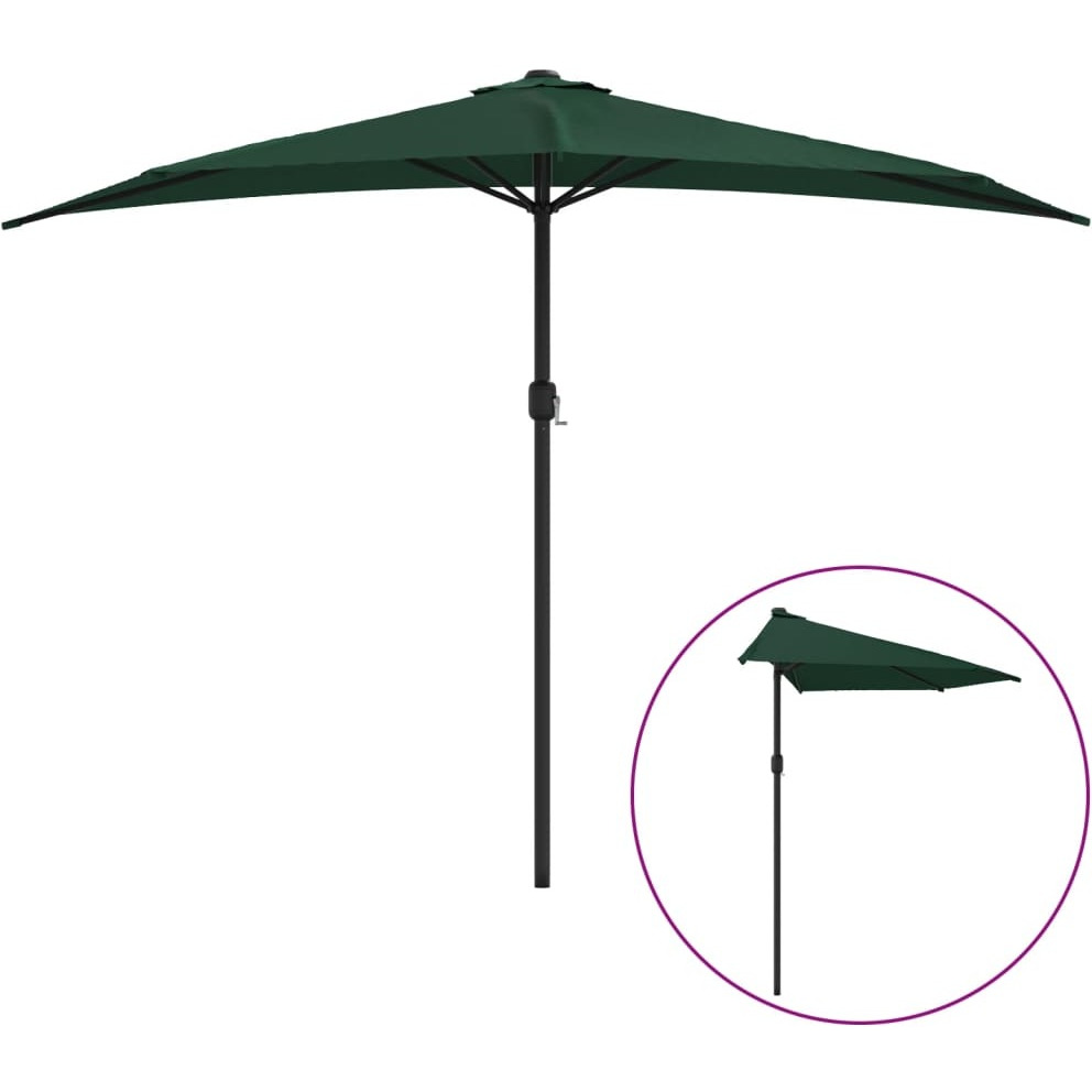 Vidaxl Balcony Parasol With Aluminum Pole Green 118.1X61 Half