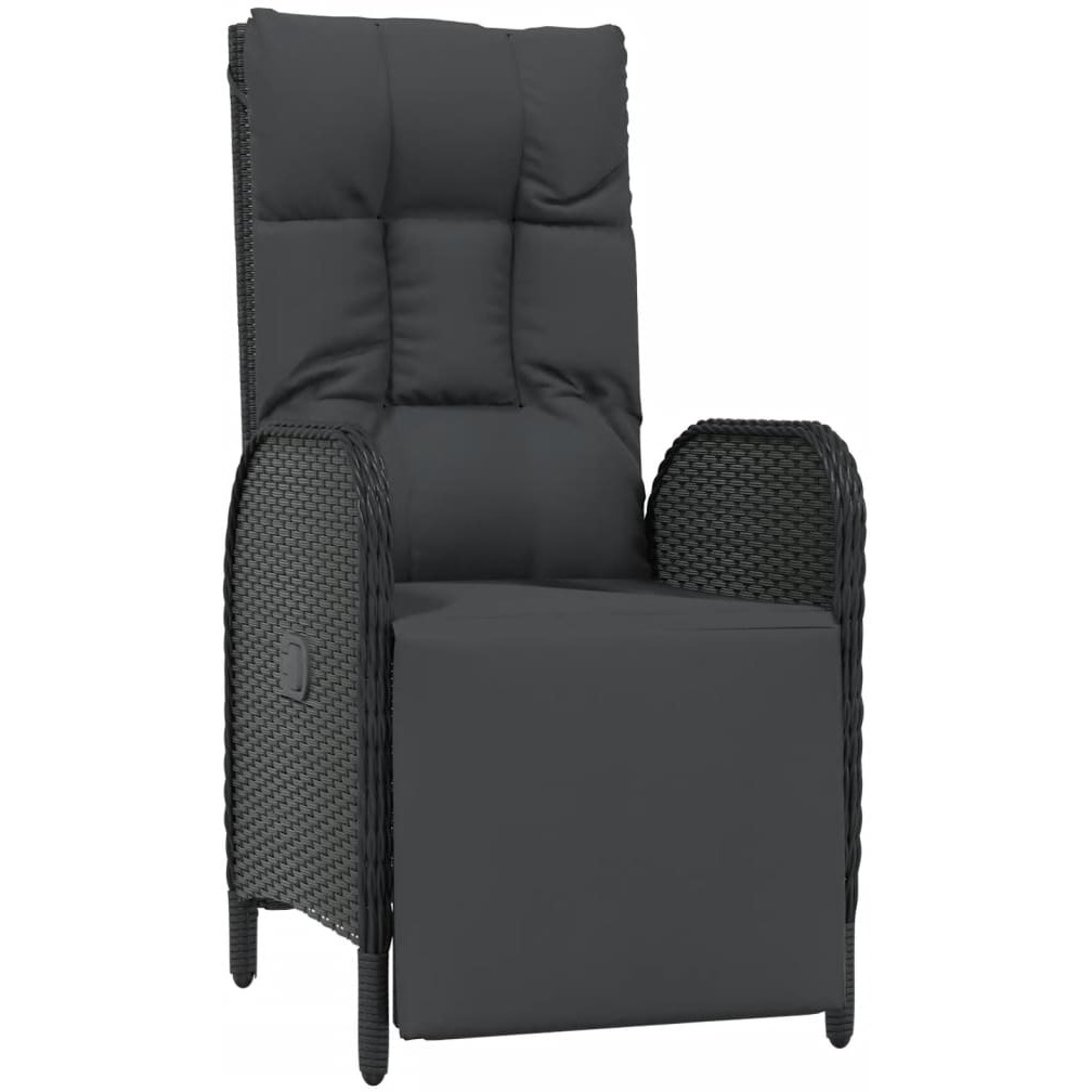 Vidaxl 7 Piece Patio Dining Set With Cushions Black Poly Rattan