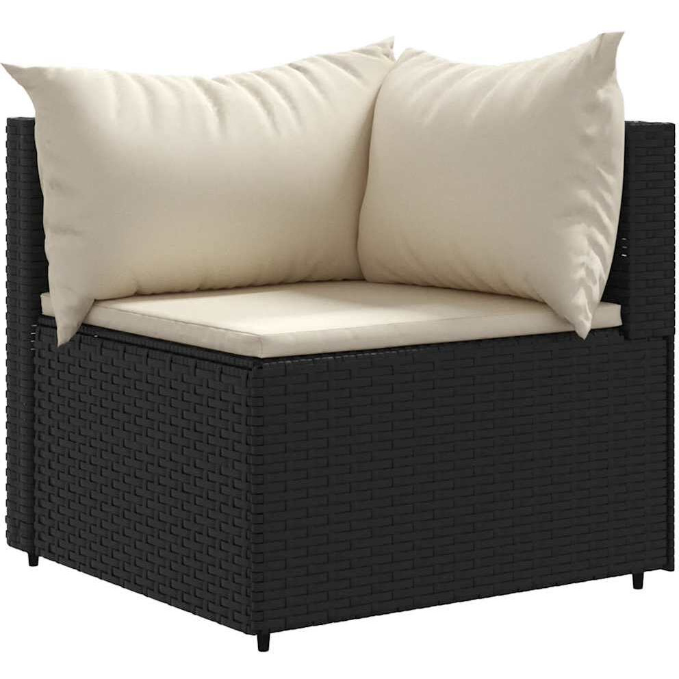 Vidaxl 6 Piece Patio Lounge Set With Cushions Black Poly Rattan