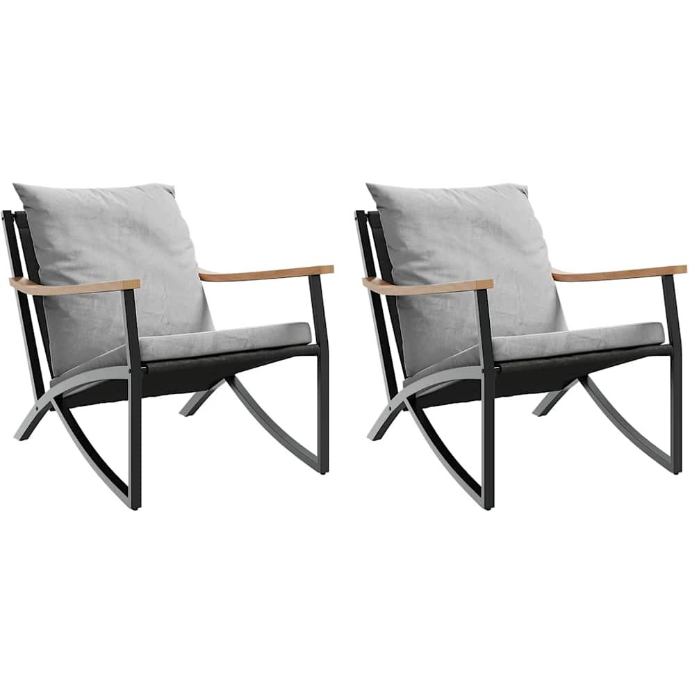 Vidaxl Patio Chairs With Cushions 2 Pcs Black Steel