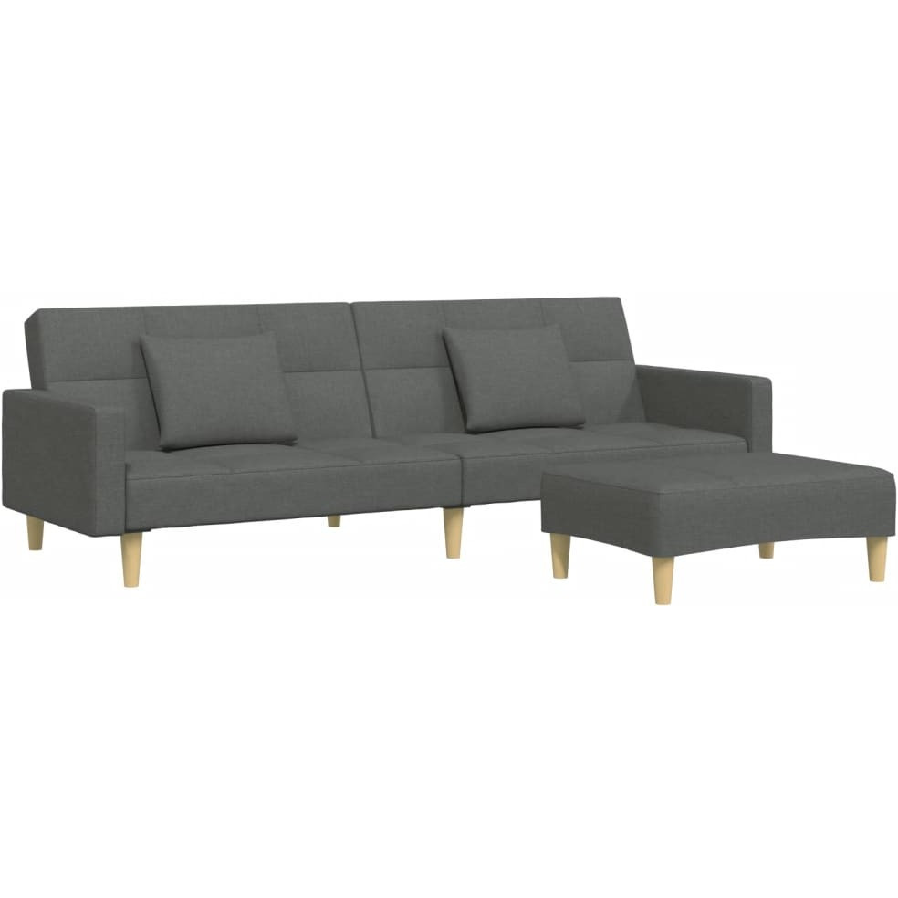 Vidaxl 2-Seater Sofa Bed With Footstool Dark Gray Fabric