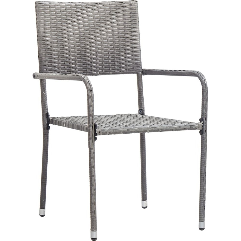 Vidaxl Patio Dining Chairs 2 Pcs Stackable Gray Poly Rattan