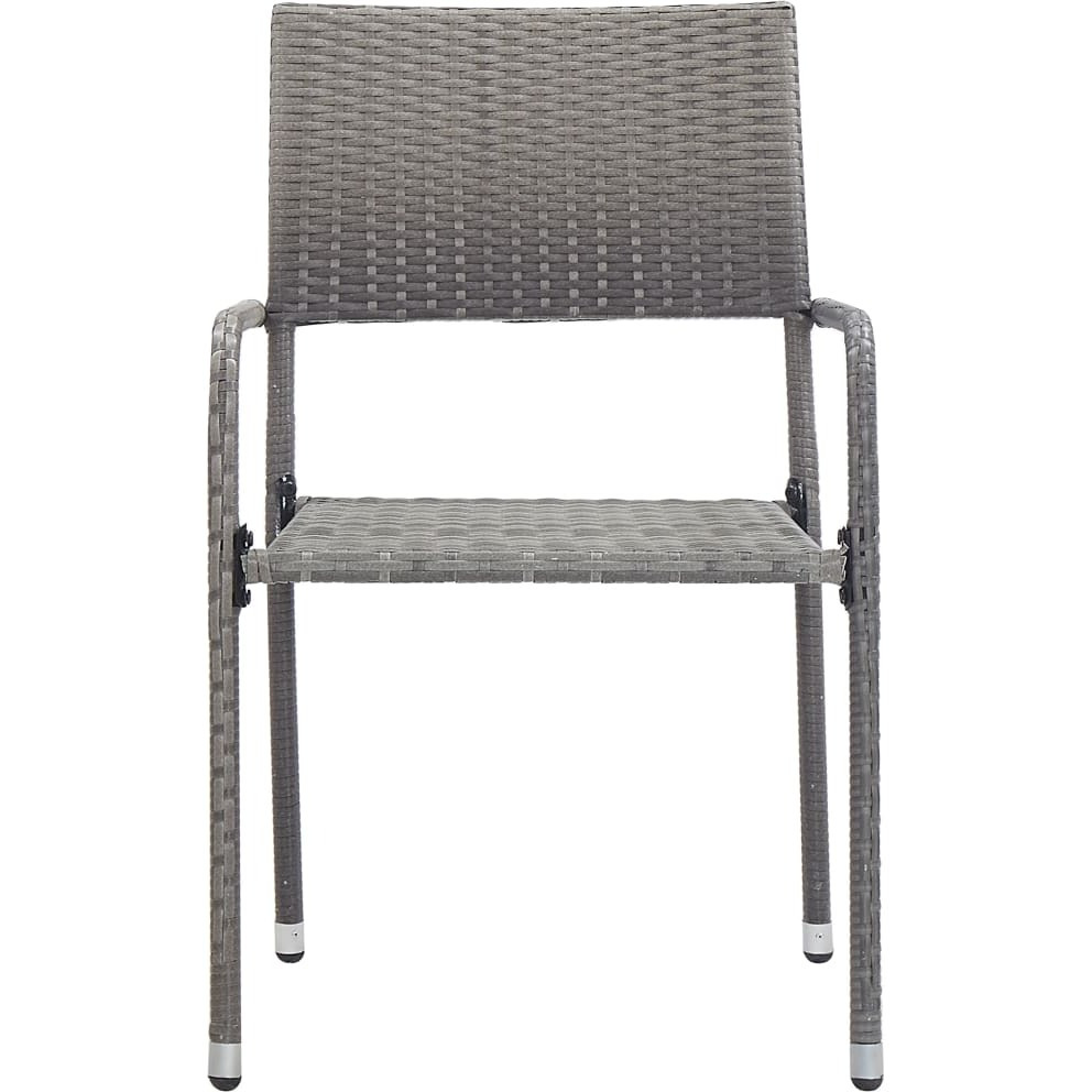 Vidaxl Patio Dining Chairs 2 Pcs Stackable Gray Poly Rattan