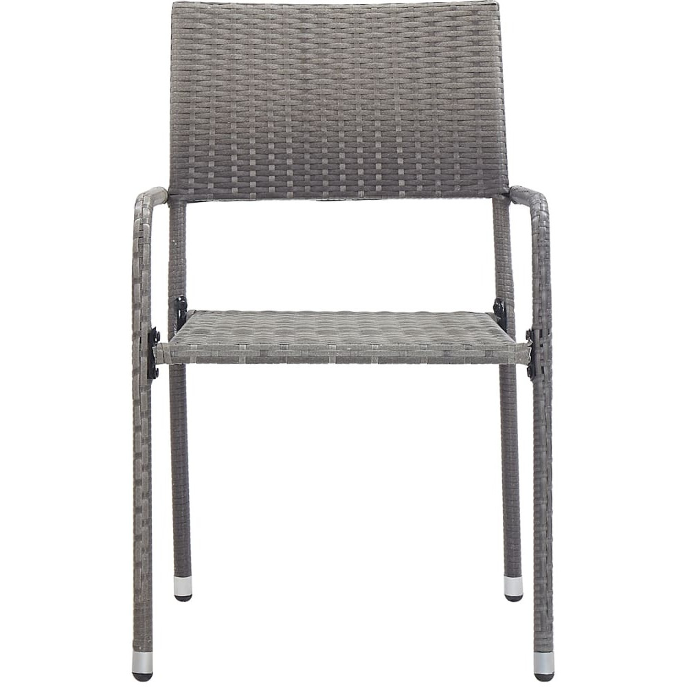 Vidaxl Patio Dining Chairs 4 Pcs Stackable Gray Poly Rattan
