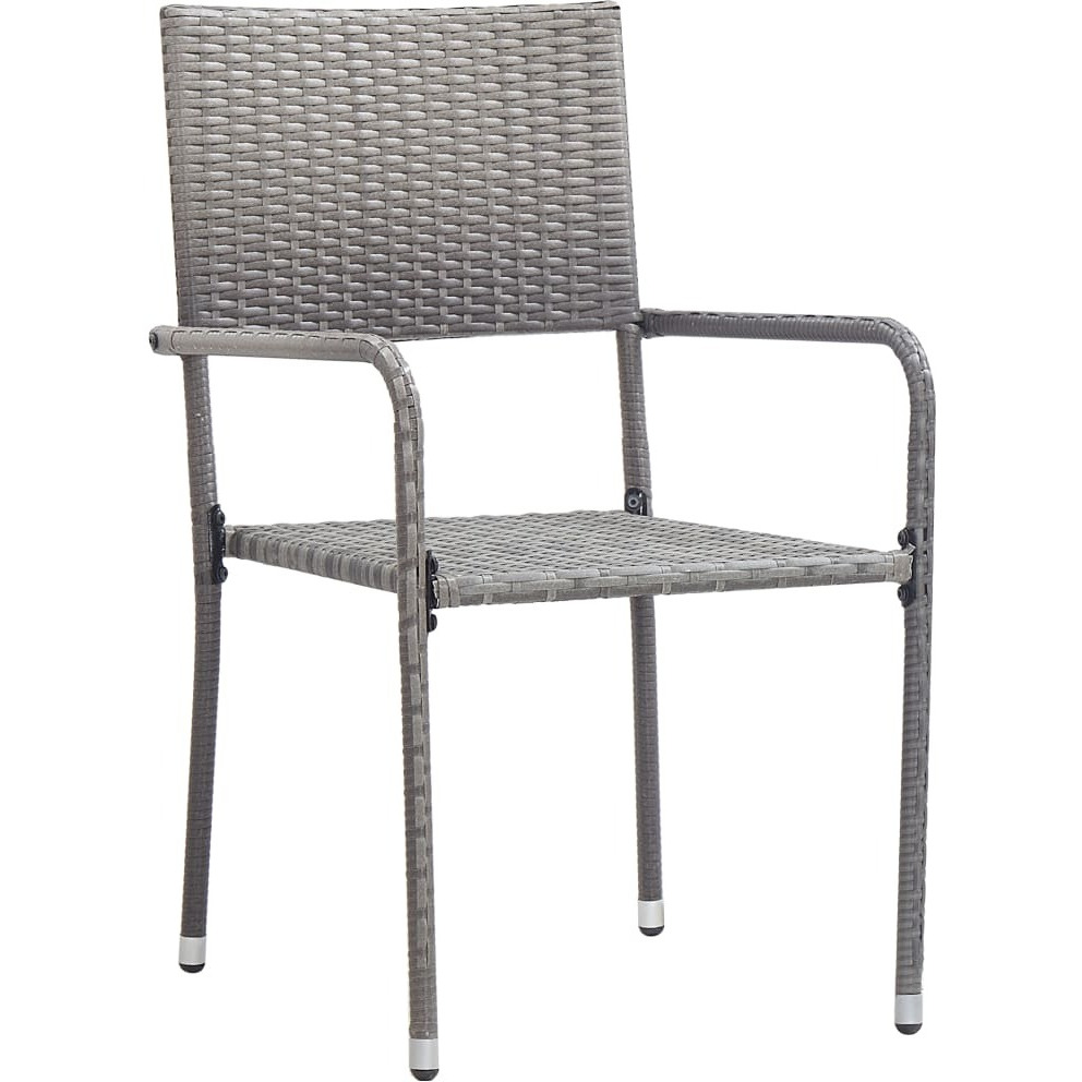 Vidaxl Patio Dining Chairs 6 Pcs Stackable Gray Poly Rattan