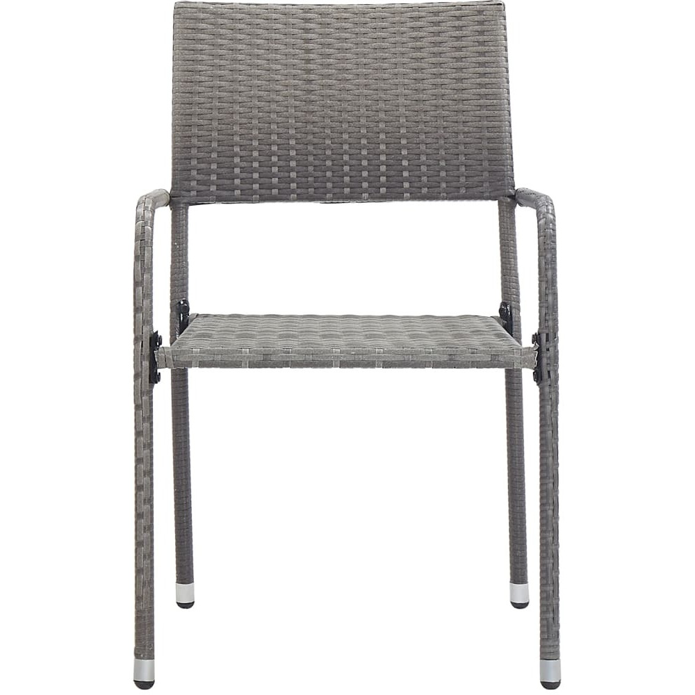 Vidaxl Patio Dining Chairs 6 Pcs Stackable Gray Poly Rattan