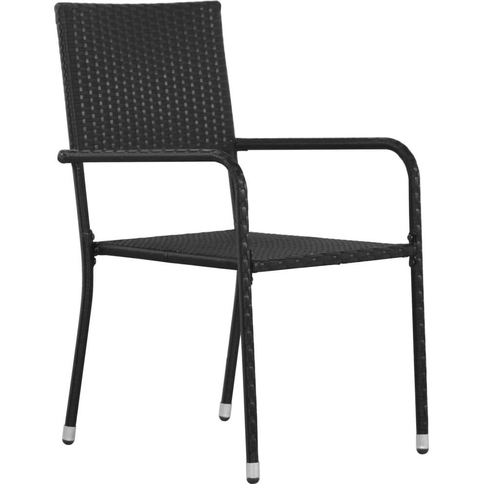 Vidaxl Patio Dining Chairs 6 Pcs Stackable Black Poly Rattan