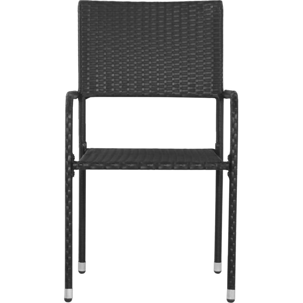 Vidaxl Patio Dining Chairs 6 Pcs Stackable Black Poly Rattan