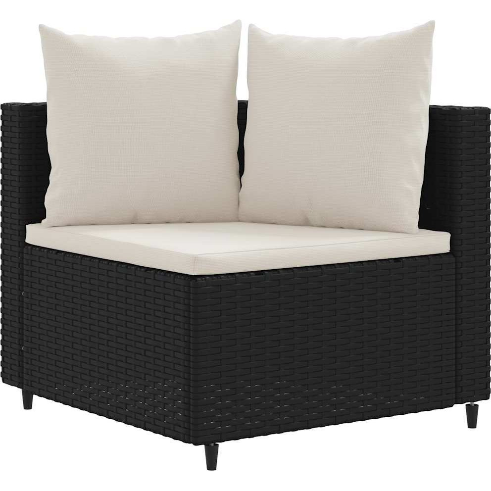 Vidaxl 5 Piece Patio Sofa Set With Cushions Black Poly Rattan