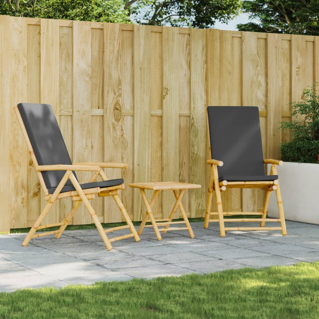 Vidaxl Folding Bistro Chairs 2 Pcs With Cushions Bamboo