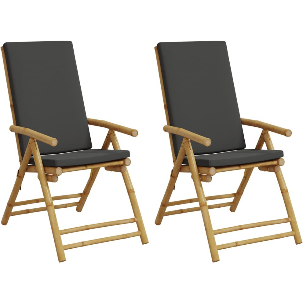 Vidaxl Folding Bistro Chairs 2 Pcs With Cushions Bamboo