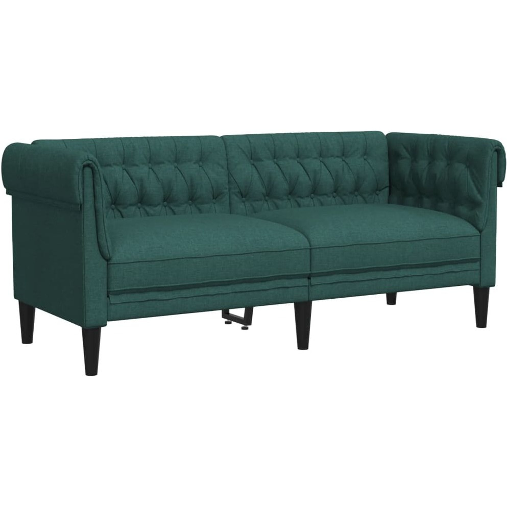 Vidaxl Chesterfield Sofa 2-Seater Dark Green Fabric
