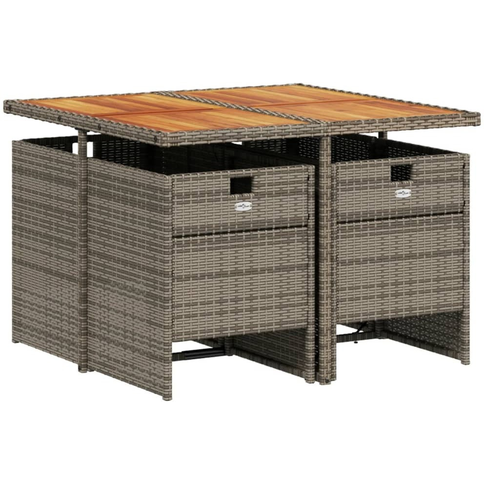 Vidaxl 5 Piece Patio Dining Set With Cushions Gray Poly Rattan