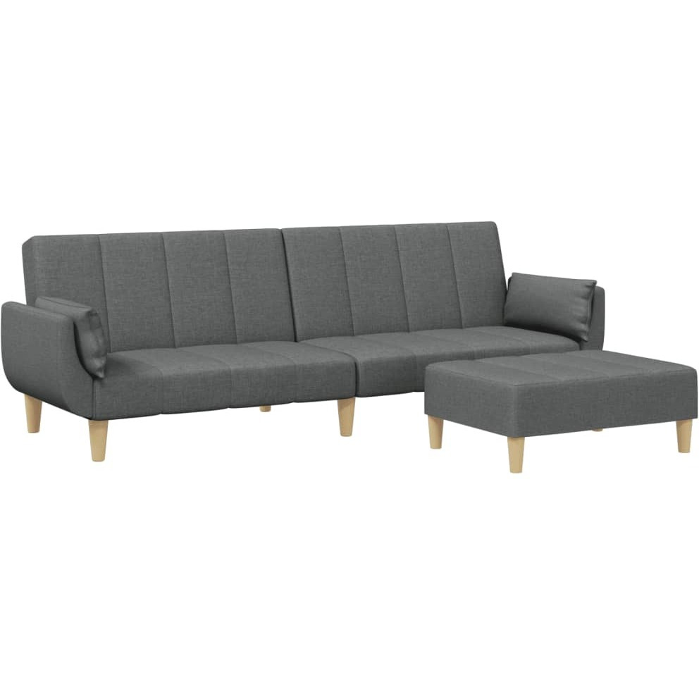 Vidaxl 2-Seater Sofa Bed With Footstool Dark Gray Fabric
