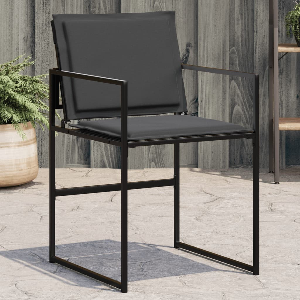 Vidaxl Patio Chairs With Cushions 4 Pcs Black Steel And Textilene