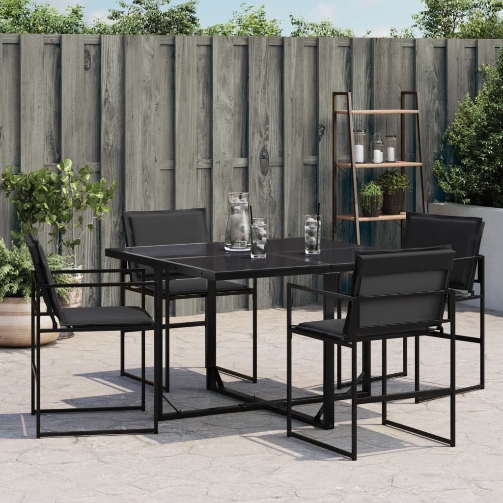 Vidaxl Patio Chairs With Cushions 4 Pcs Black Steel And Textilene