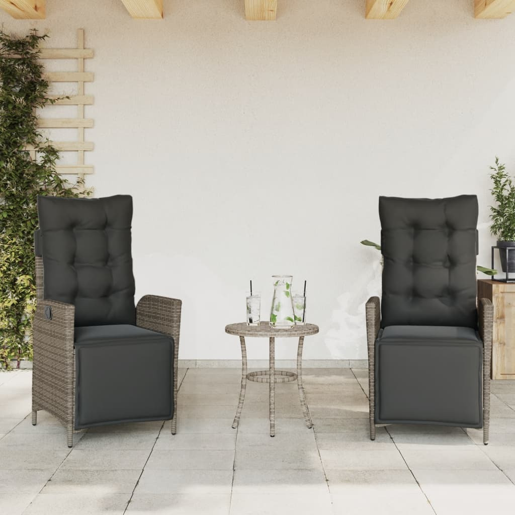 Vidaxl Reclining Patio Chairs 2 Pcs With Footrest Gray Poly Rattan