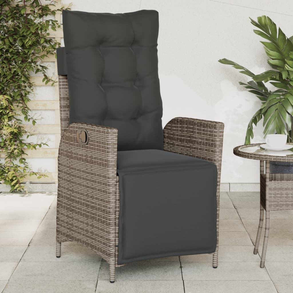 Vidaxl Reclining Patio Chairs 2 Pcs With Footrest Gray Poly Rattan