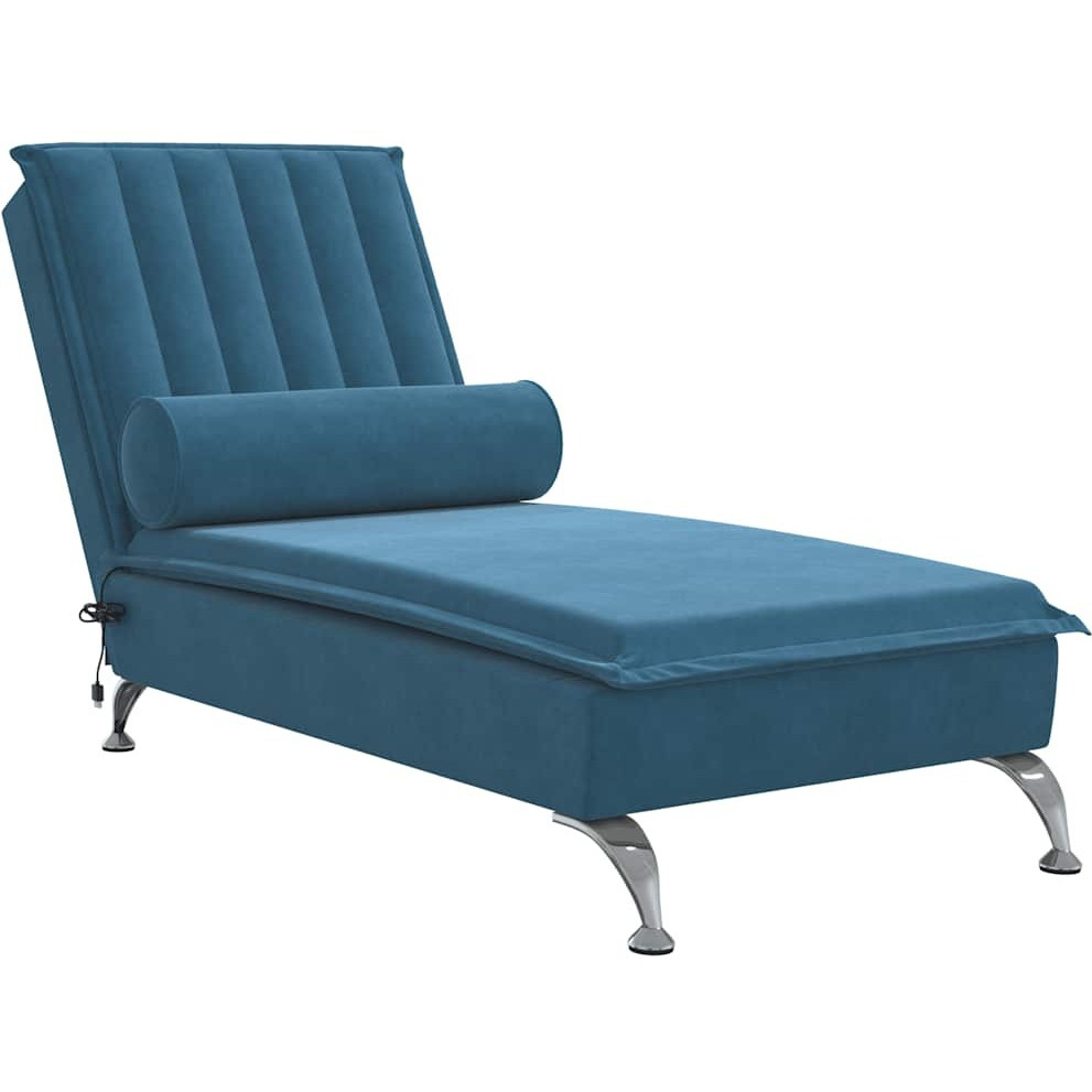 Vidaxl Massage Chaise Lounge With Bolster Blue Velvet
