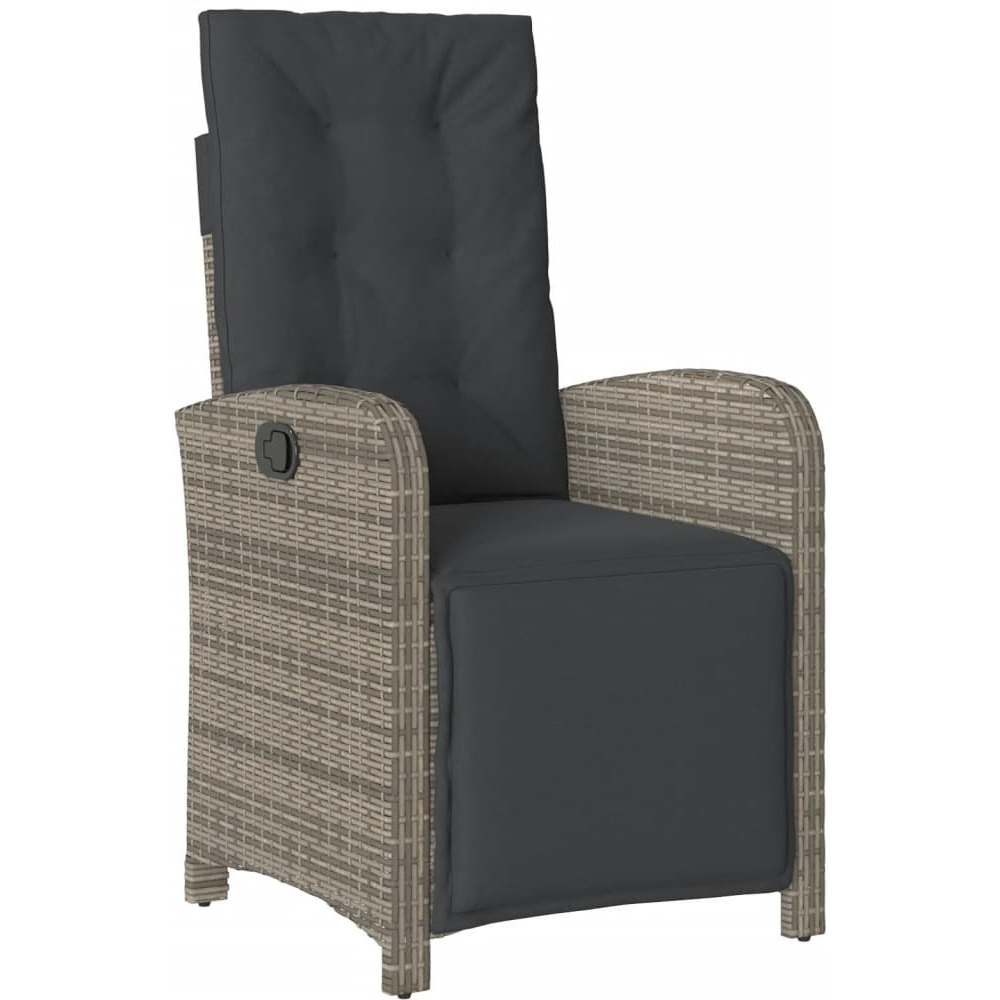 Vidaxl 3 Piece Bistro Set With Cushions Gray Poly Rattan