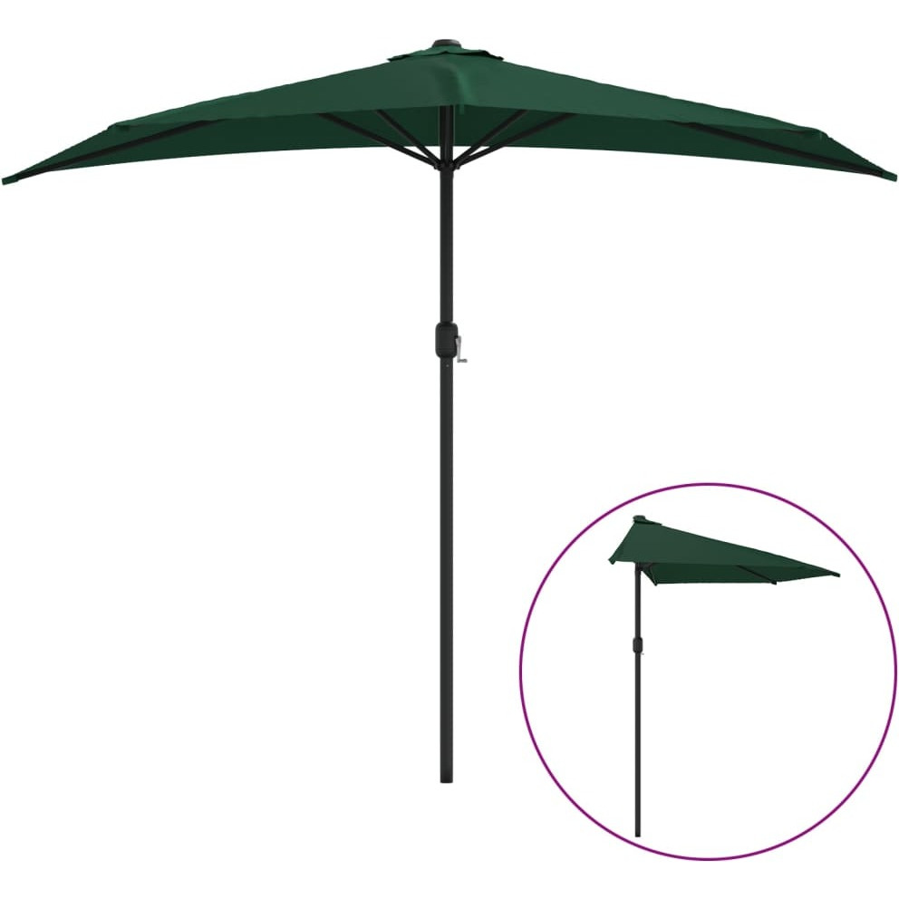 Vidaxl Balcony Parasol With Aluminum Pole Green 106.3X56.7 Half