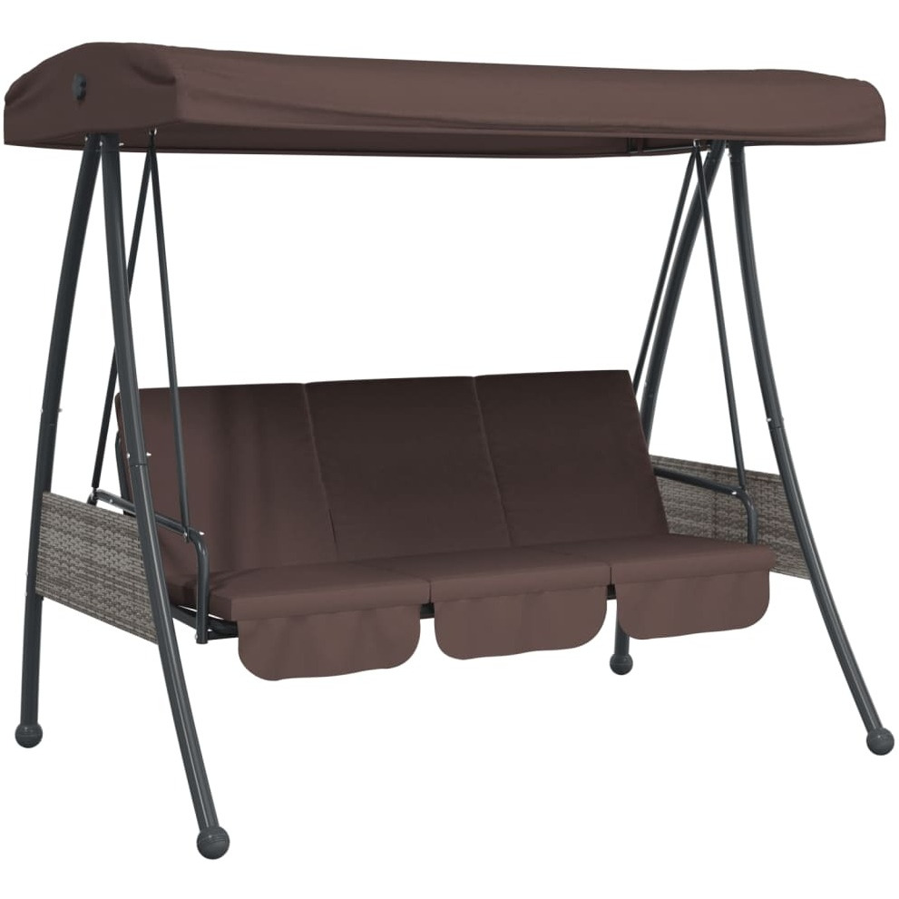 Vidaxl Patio Swing Bench With Adjustable Canopy Coffee Brownsteel